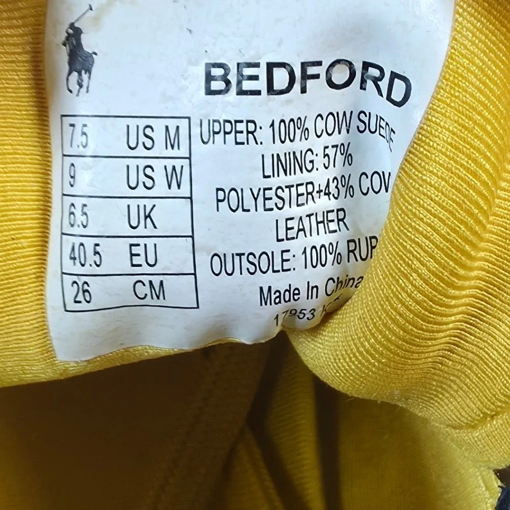 Polo Ralph Lauren Bedford Sneaker Mens 7.5 Yellow Good Suede Low Top Gum Sole